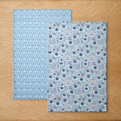 Seasonal Printed Tea Towels, Set of 2 - Floral & Butti