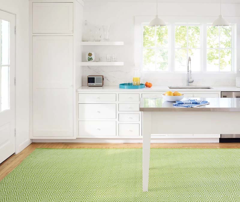 Diamond Handwoven Indoor/Outdoor Rug - Green, 6' x 9'