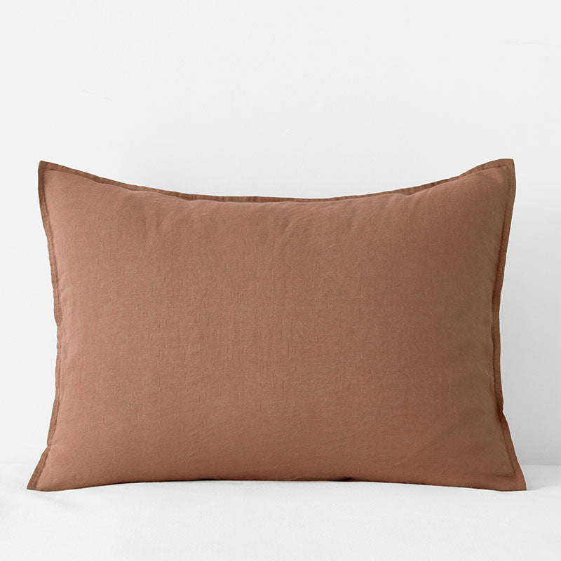 Premium Breathable Washed Linen Solid Sham - Terracotta, Standard