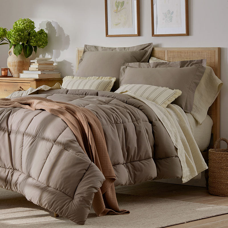 Classic Cool Cotton Percale Comforter - Mocha, Full