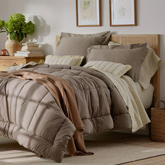 Classic Cool Cotton Percale Comforter - Mocha, Full/Queen