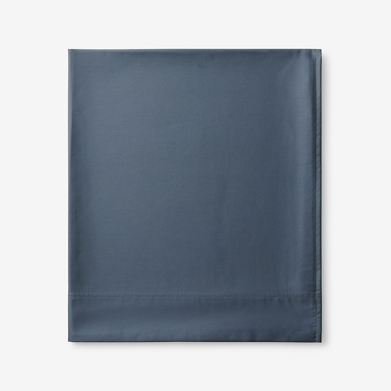Premium Smooth Supima® Cotton Wrinkle-Free Sateen Flat Bed Sheet - Steel Blue, King/Cal. King