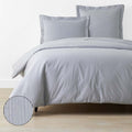 Classic Stripes and Plaids Cool Yarn-Dyed Cotton Percale Duvet Cover - Stripe White/Blue, Twin
