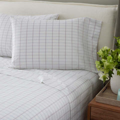 Yarn-Dyed Plaid Garment Washed Cotton Percale Bed Sheet Set - Ivory Multi, Full