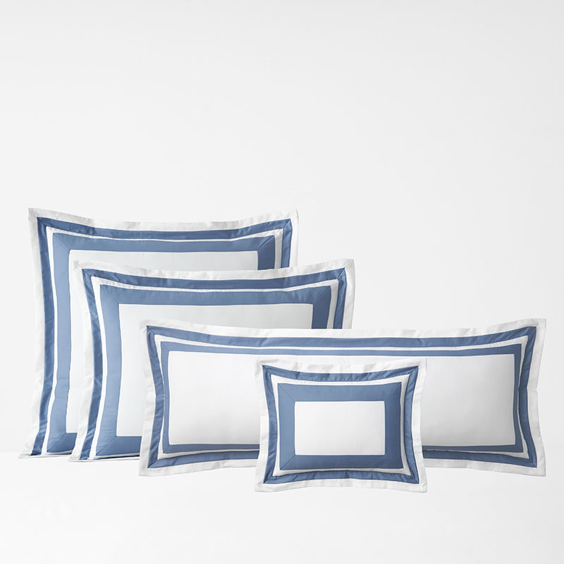 Double Border Classic Smooth Wrinkle-Free Sateen Sham - Infinity Blue, Euro