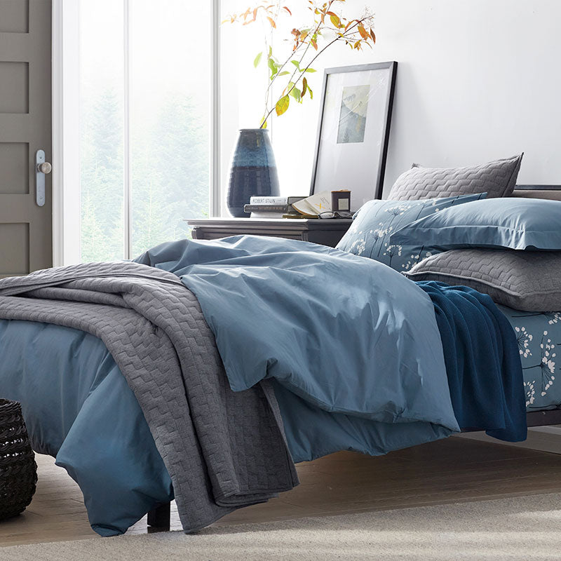 Classic Cool Cotton Percale Flat Bed Sheet - Slate Blue, Full