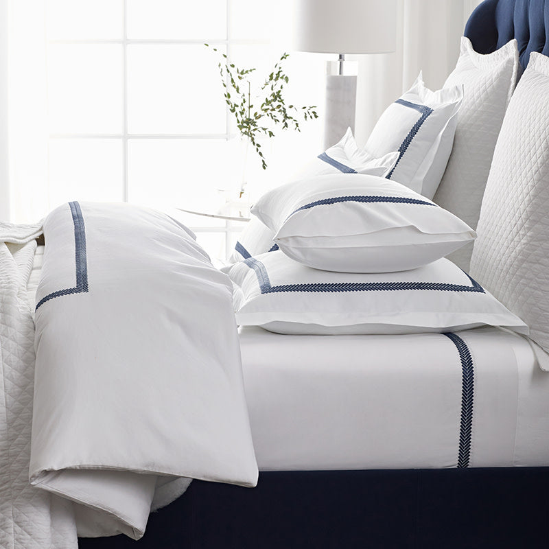 Hewett Luxe Smooth Egyptian Cotton Sateen Duvet Cover - Blue, King/Cal King