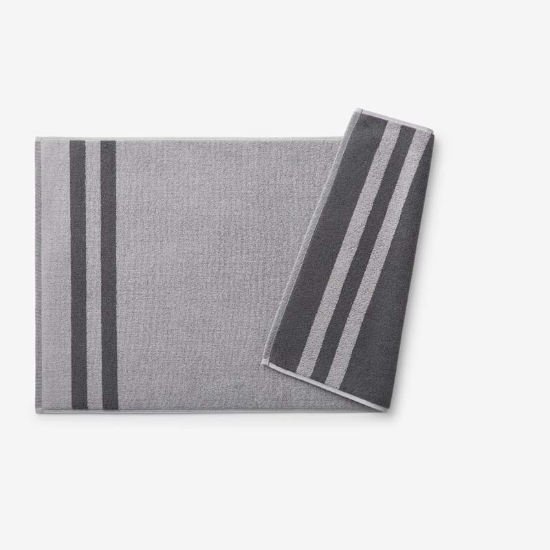 Mirage Aegean Cotton Reversible Stripe Bath Mat - Slate Gray, 20 in. x 36 in.