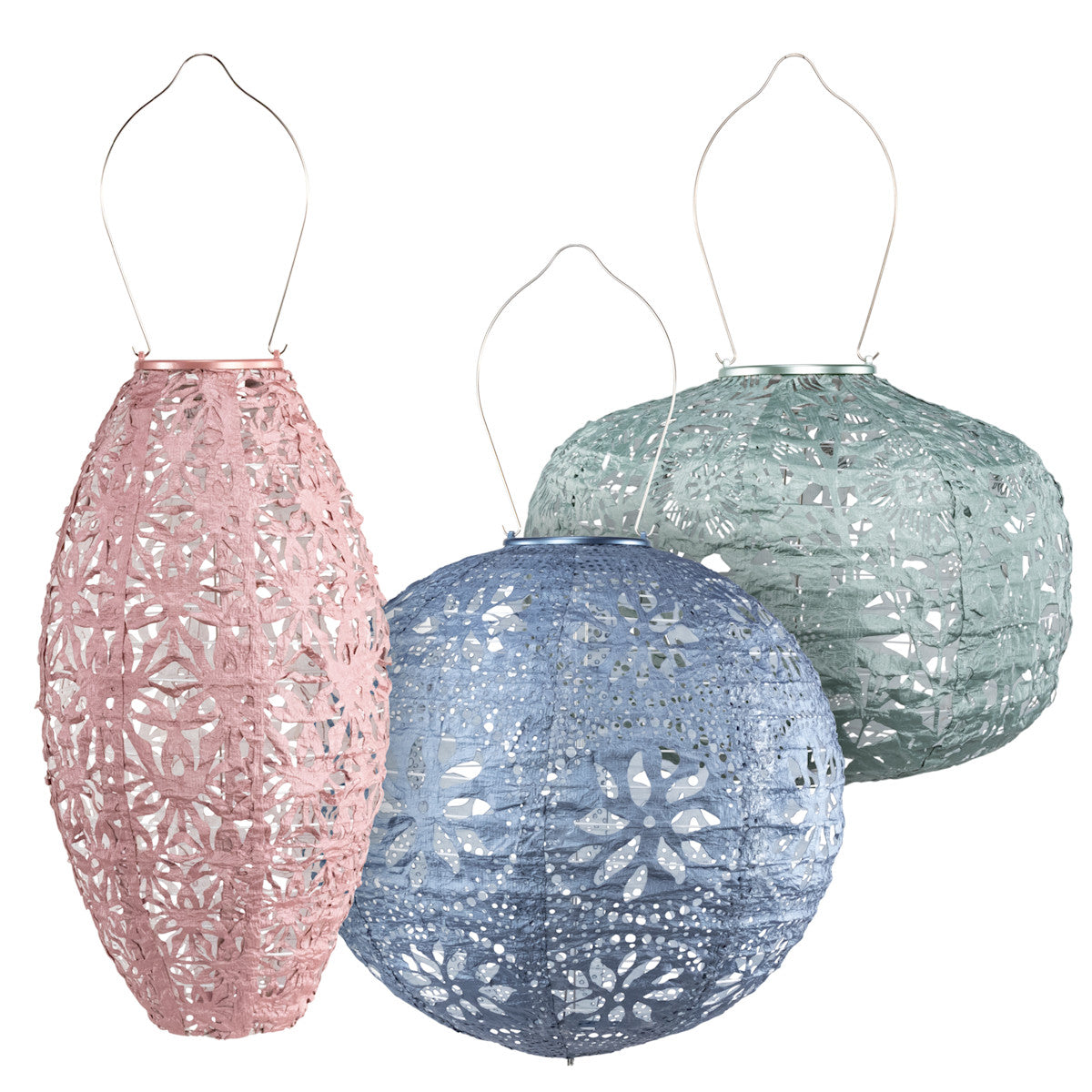 Soji Stella Pastel Solar Lanterns, Set of 3 - Multi