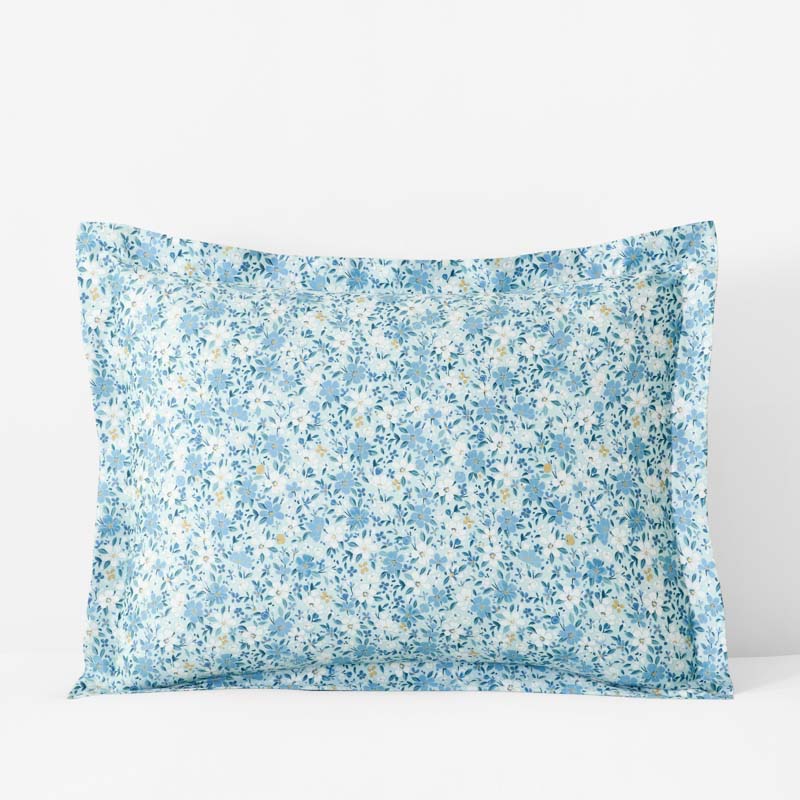 Joyful Floral Classic Smooth Sateen Sham - Blue, Standard