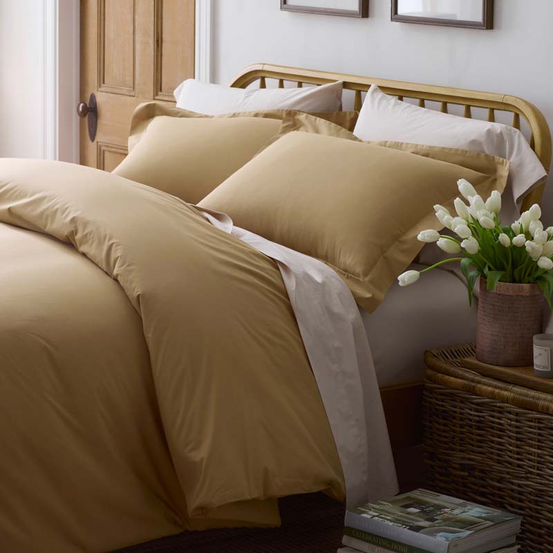 Solid Garment Washed Cotton Percale Bed Sheet Set - Wheat, King
