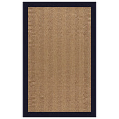 Sunbrella Herringbone Bordered Indoor/Outdoor Rug - Navy, 5' x 8'