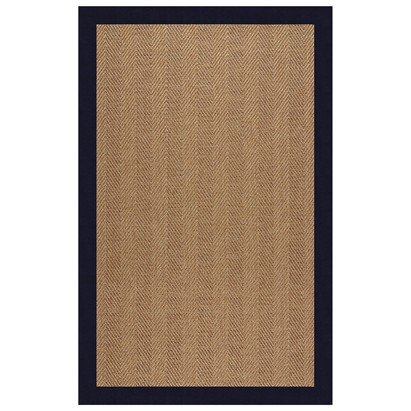 Sunbrella Herringbone Bordered Indoor/Outdoor Rug - Navy, 7' 9" x 10'