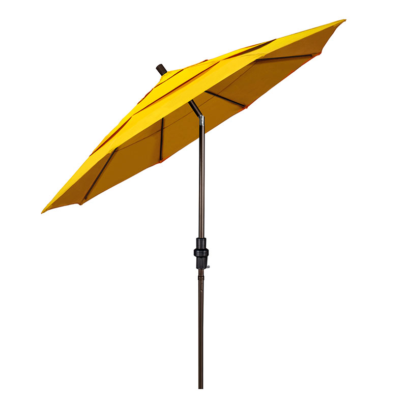 Round Outdoor Patio Umbrella, Fiberglass with Twist Tilt - Bronze Finish, Sunflower, 11'