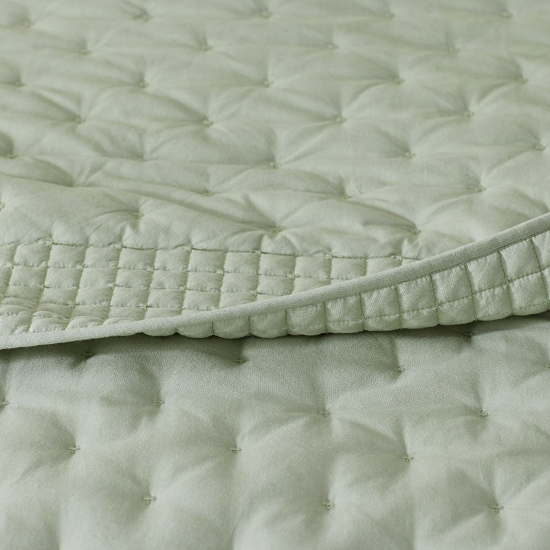 Pintuck Quilted Sham - Light Sage, Euro