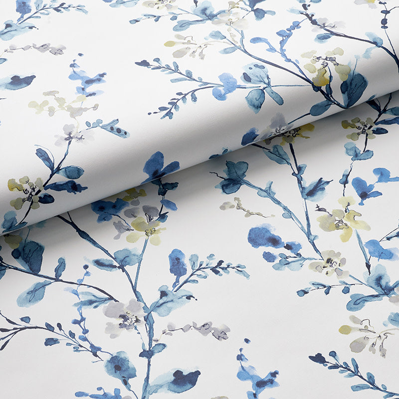 Emily Removable Wallpaper - White/Blue, Swatch