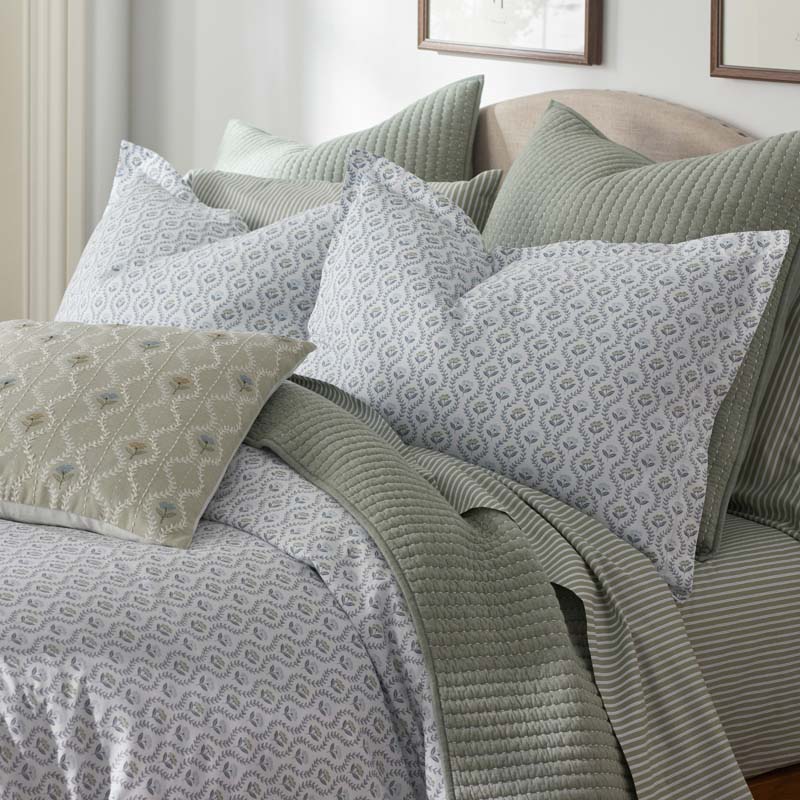 Tira Floral Classic Cool Cotton Percale Sham - Flower Green, Euro