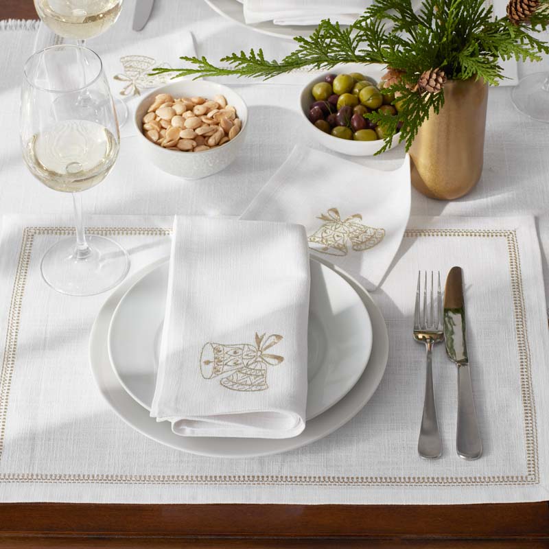 Metallic Cocktail Napkins, Set of 4 - Bells