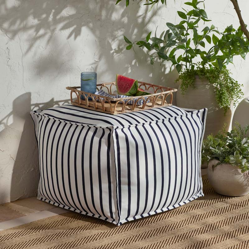 Indoor/Outdoor Pouf - Lido Stripe, Medium