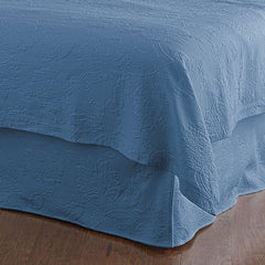 Putnam Cotton Matelassé 14 in. Drop Bed Skirt - Denim