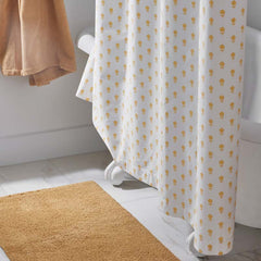 Mini-Prints Garment Washed Cotton Percale Shower Curtain - Flowers Yellow