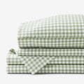 Gingham Classic Cool Organic Cotton Percale Bed Sheet Set - Moss, Queen