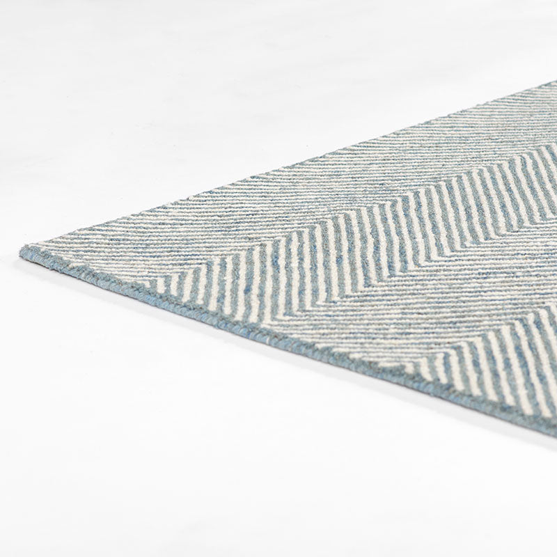 Herringbone Hand Tufted Wool Rug - Blue, 3' 6" x 5' 6"