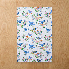 Seasonal Printed Tea Towels, Set of 2 - Blue Bird