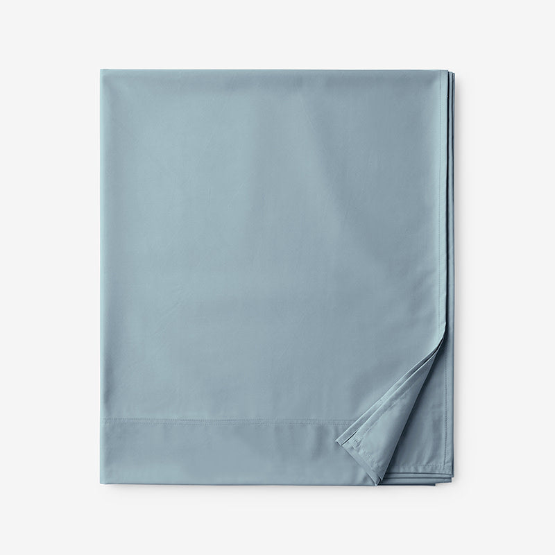Classic Smooth Wrinkle-Free Sateen Flat Bed Sheet - Blue Shale, Queen