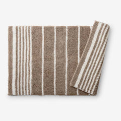 Plush Spa Stripe Bath Rug - Dark Mocha, 21 in. x 34 in.