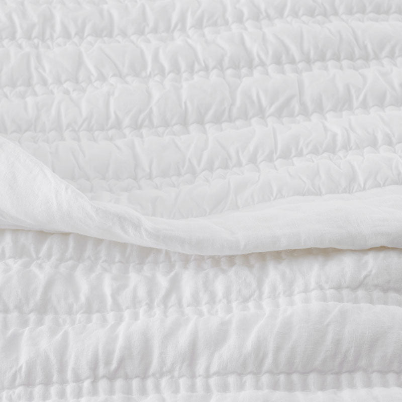 Premium Breathable Washed Linen Solid Quilted Sham - White, Standard