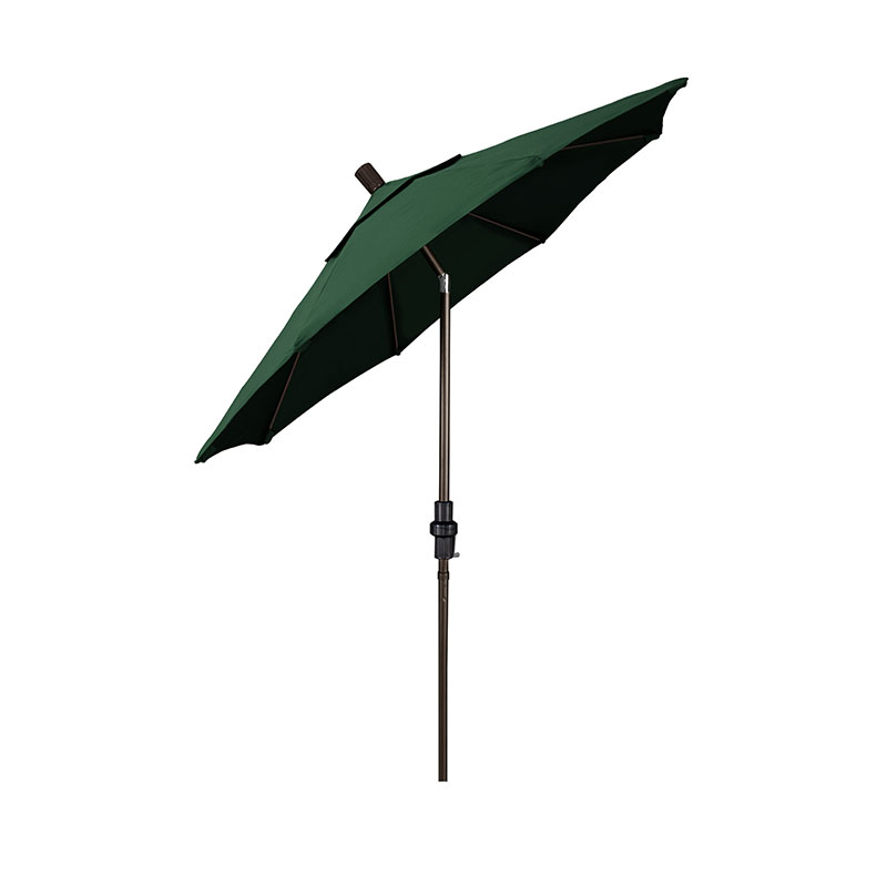 Round Outdoor Patio Umbrella, Fiberglass with Twist Tilt - Bronze Finish, Forest Green, 7.5'