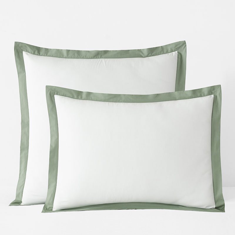Solid Border Classic Cool Cotton Percale Sham - Thyme, Euro