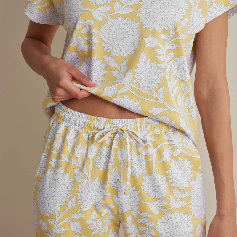 Printed Pima Cotton Women's Jogger Pants Pajama Set - Avignon, XXL