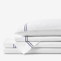 Dorset Stripe Luxe Smooth Egyptian Cotton Sateen Bed Sheet Set - Blue, Cal King