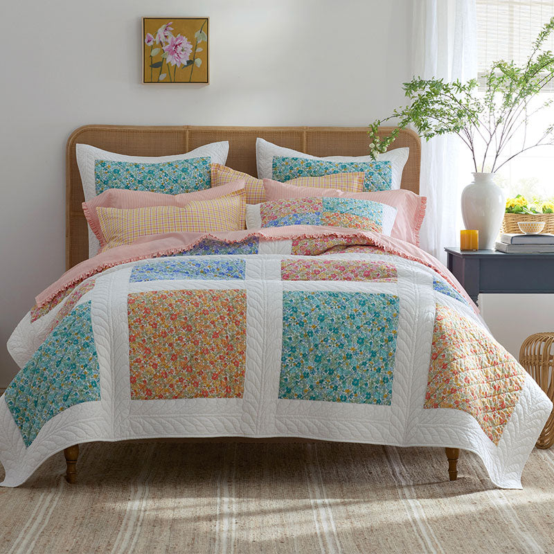 Brenna Patchwork Quilted Sham - White Multi, King