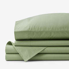 Classic Cool Organic Cotton Percale Solid Bed Sheet Set - Moss Green, Twin XL