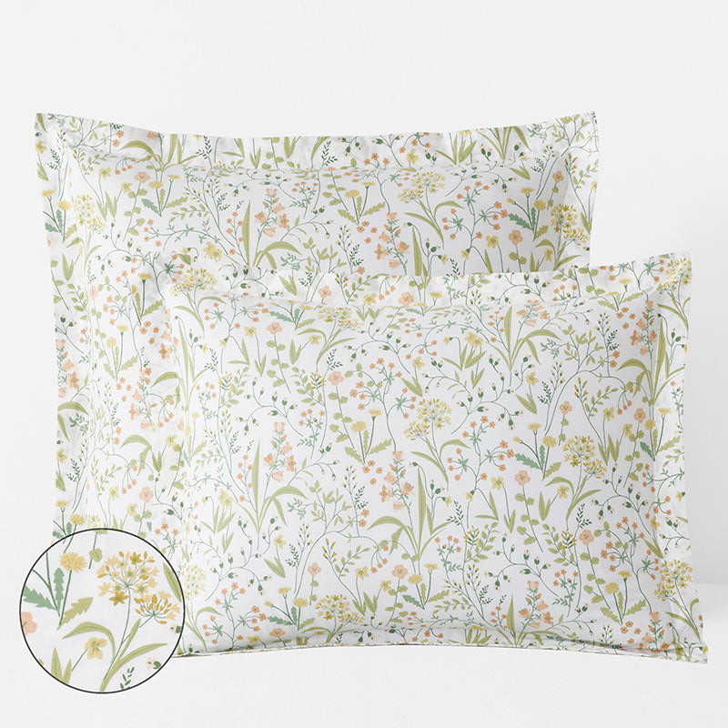 Clemencia Classic Cool Cotton Percale Sham - Mini Floral Peach Blossom, Standard