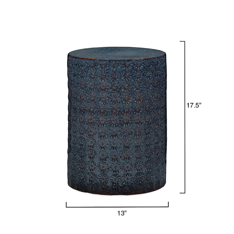 Ceramic Flower Side Table - Blue