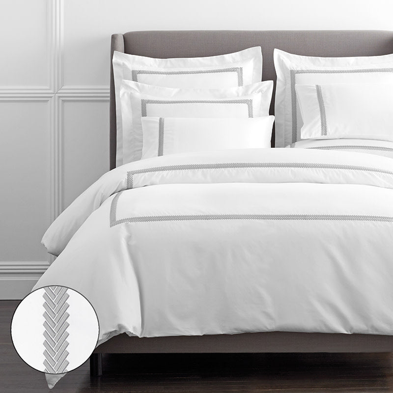 Hewett Luxe Smooth Egyptian Cotton Sateen Duvet Cover - Gray, Full/Queen
