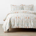 Forest Animals Classic Cool Organic Cotton Percale Duvet Cover Set - Ivory Multi, Full/Queen
