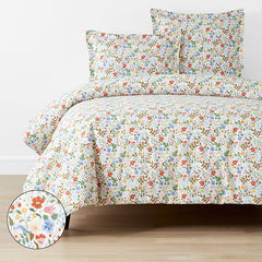 Strawberry Fields Classic Cool Cotton Percale Duvet Cover - White Multi, Twin/Twin XL