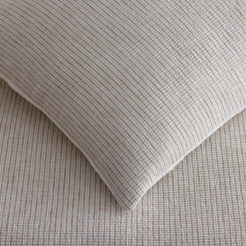 Yarn-Dyed Pencil Stripe Quilted Sham - Taupe, Euro