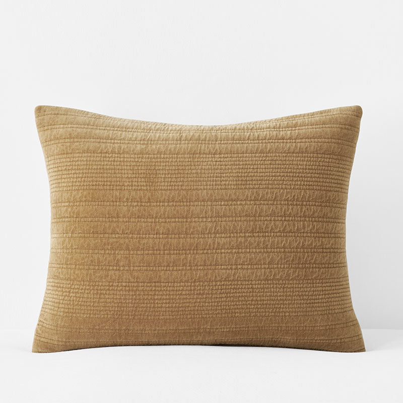 Line Stitch Velvet Quilted Sham - Gold, King