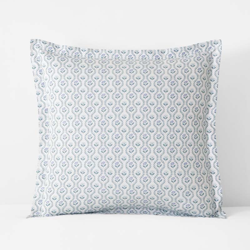 Tira Floral Classic Cool Cotton Percale Sham - Flower Blue, Euro