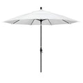 Round Outdoor Patio Umbrella, Fiberglass with Twist Tilt - Black Finish, Natural, 11'