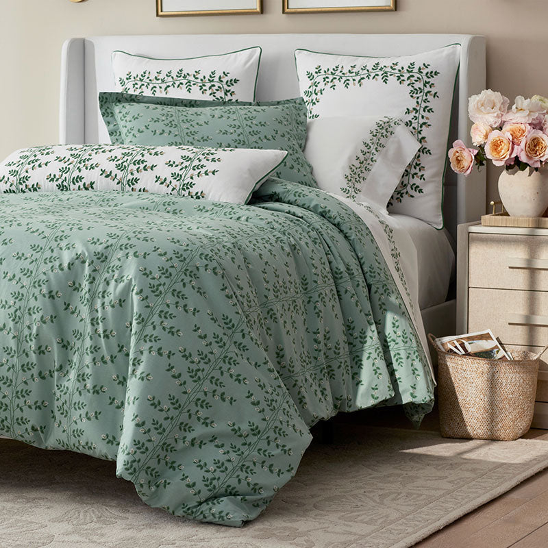 Climbing Vines Classic Cool Cotton Percale Sham - Sage Green, Euro