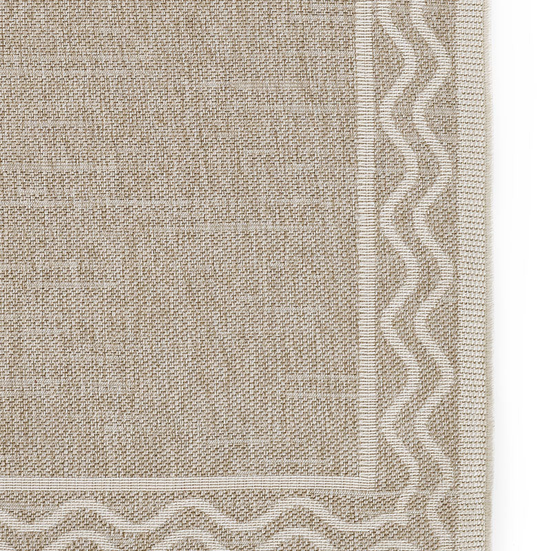 Wave Border Outdoor Rug -  Gray, 2' x 3'