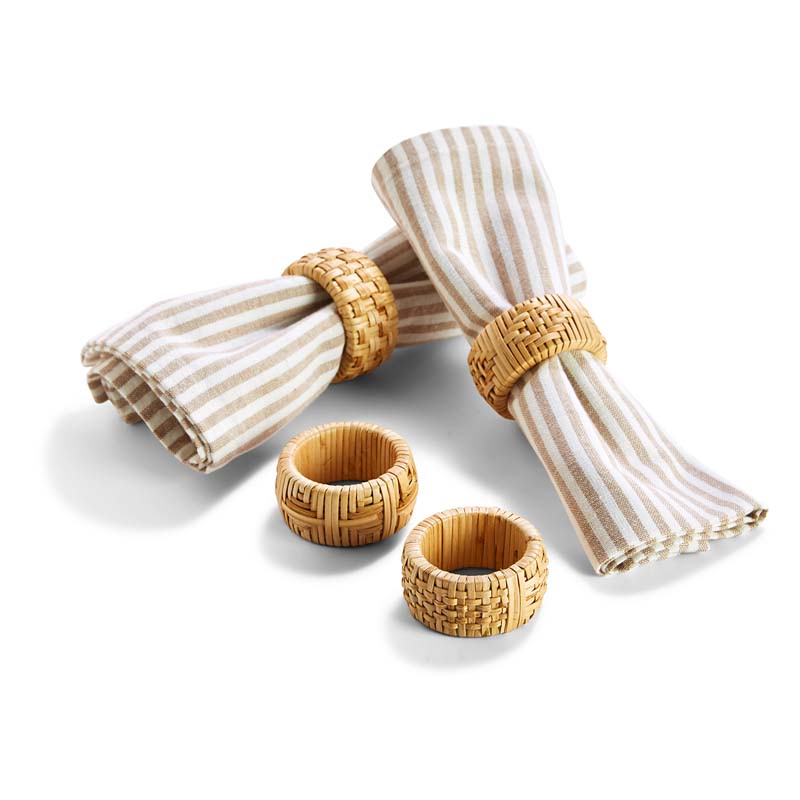 Cane Napkin Rings, Set of 4 - Natural