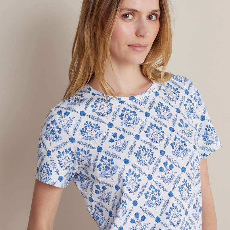 Printed Pima Cotton Women's Shorts Set - Floral Trellis, L